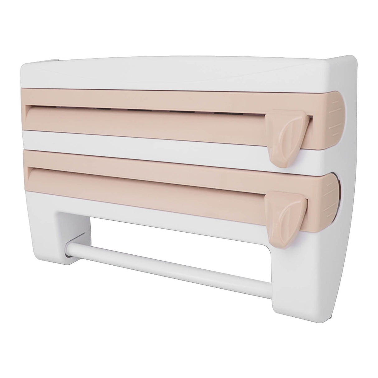 Cling Film Holder Wall Mount Multifunctional Cling Film Cutter with Screws for Kitchen Khaki