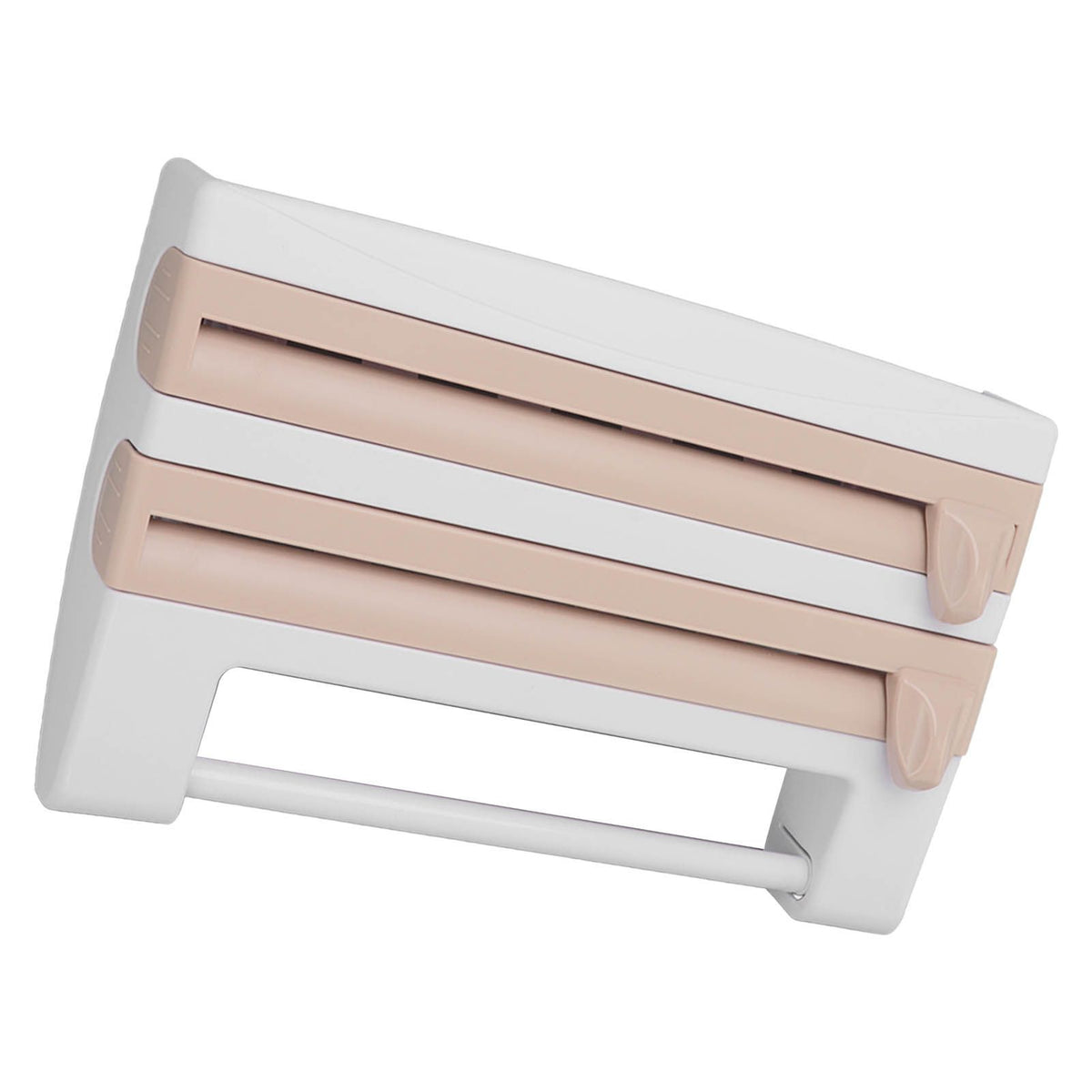 Cling Film Holder Wall Mount Multifunctional Cling Film Cutter with Screws for Kitchen Khaki