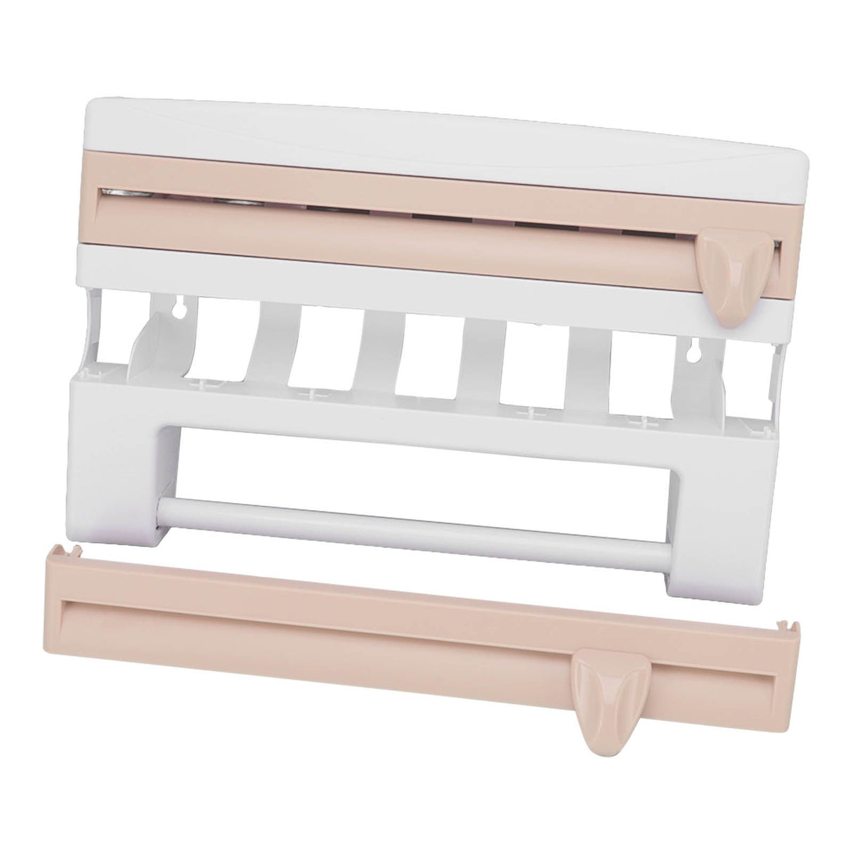 Cling Film Holder Wall Mount Multifunctional Cling Film Cutter with Screws for Kitchen Khaki