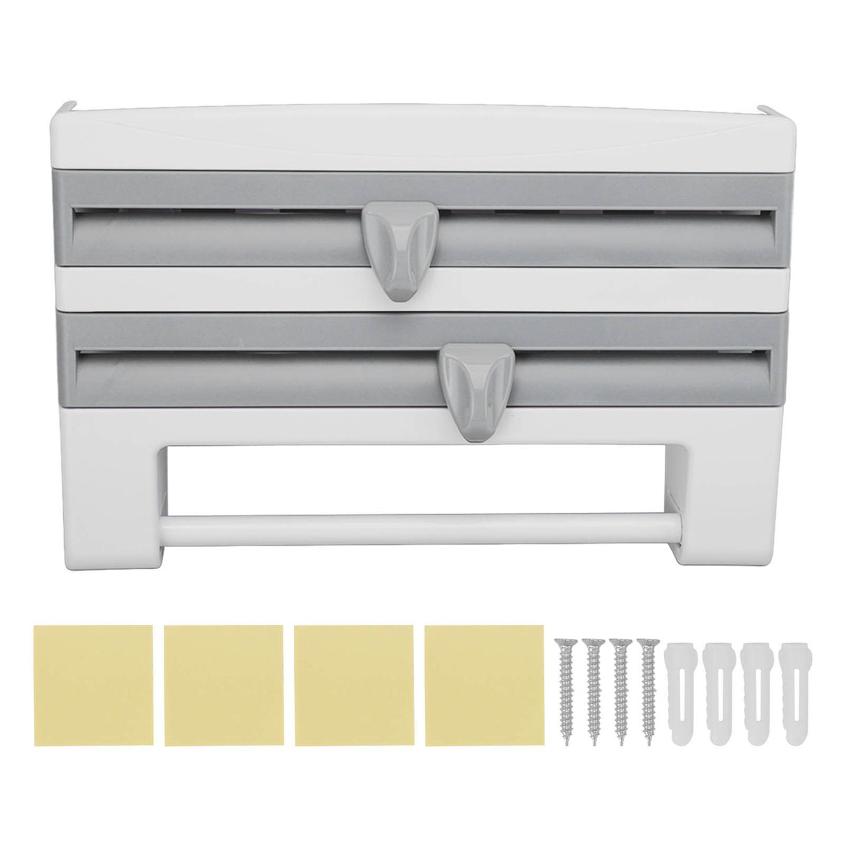 Cling Film Holder Wall Mount Multifunctional Cling Film Cutter with Screws for Kitchen Grey Blue