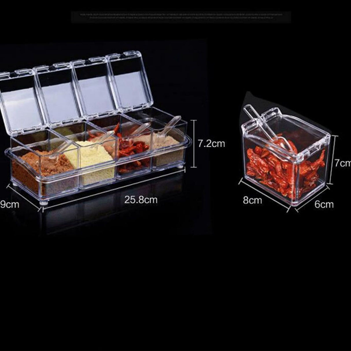 Kitchen Seasoning Jar Set Acrylic Condiment Storage Box Transparent Salt Sugar Spice Jar Set