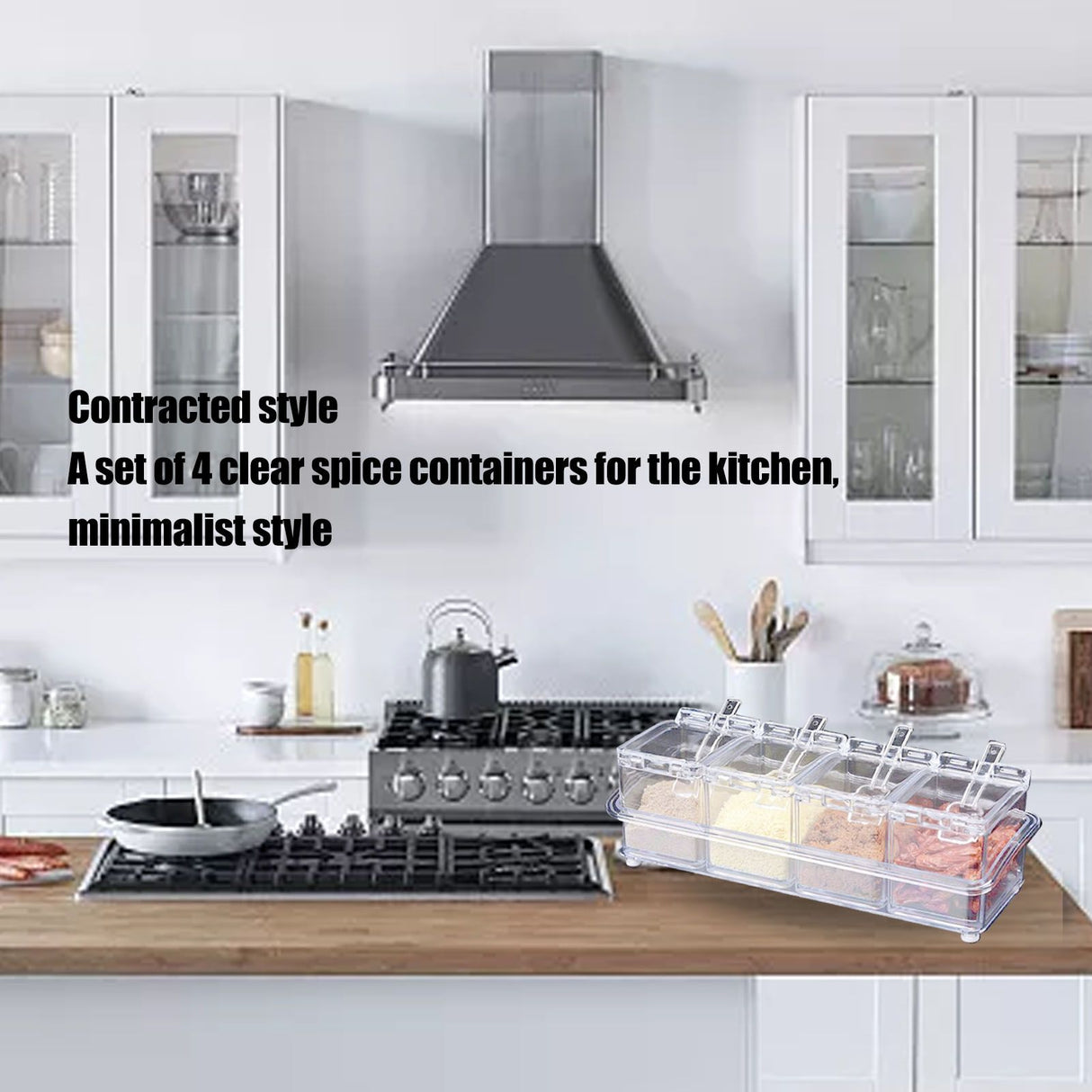 Kitchen Seasoning Jar Set Acrylic Condiment Storage Box Transparent Salt Sugar Spice Jar Set