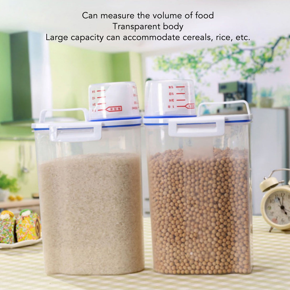 Rice Container Portable Compact 2kg Capacity Box Design Food Grade PP Plastic Airtight Food Storage Container Transparent Color