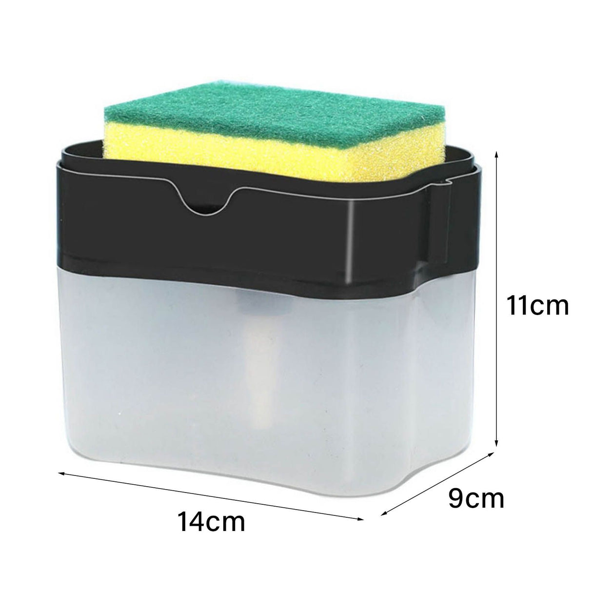Dish Liquid Dispenser Durable Plastic Effort Saving Press Large Capacity Dish Detergent Dispenser for Kitchen Home Black