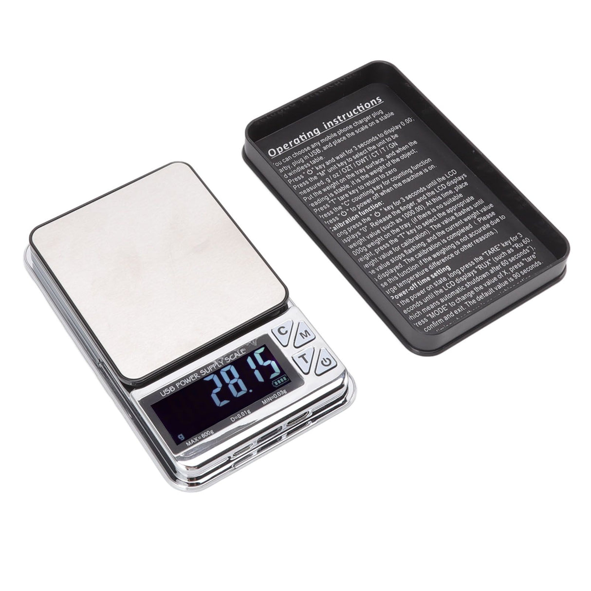 High Accuracy Digital Scale 600/0.01g LCD Display Waterproof USB Charging Electronic Scale for Kitchen Jewelry