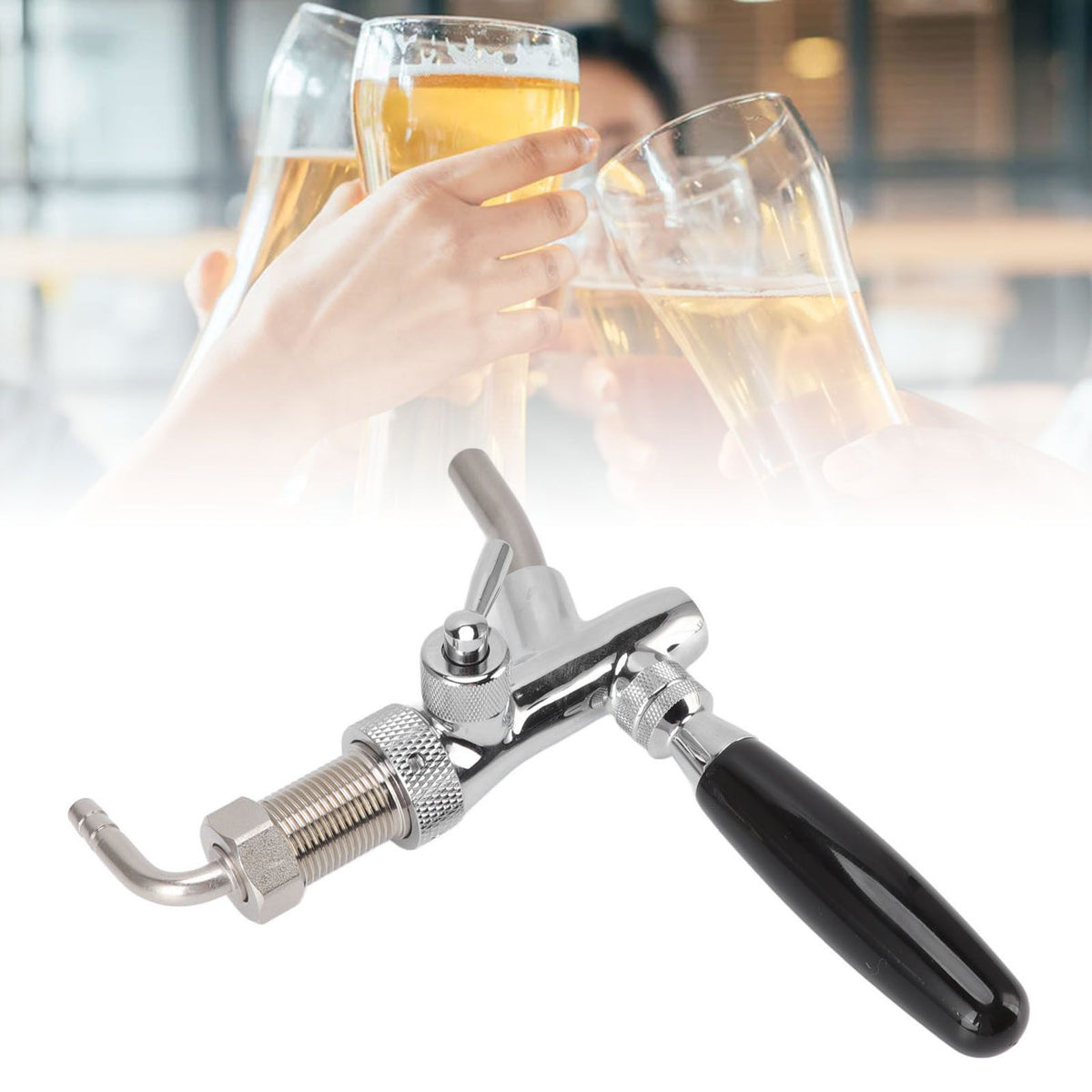 G5/8 Beer Tap Faucet Stainless Steel 304 Draft Beer Dispenser Faucet Beer Flow Control Tool for Bar