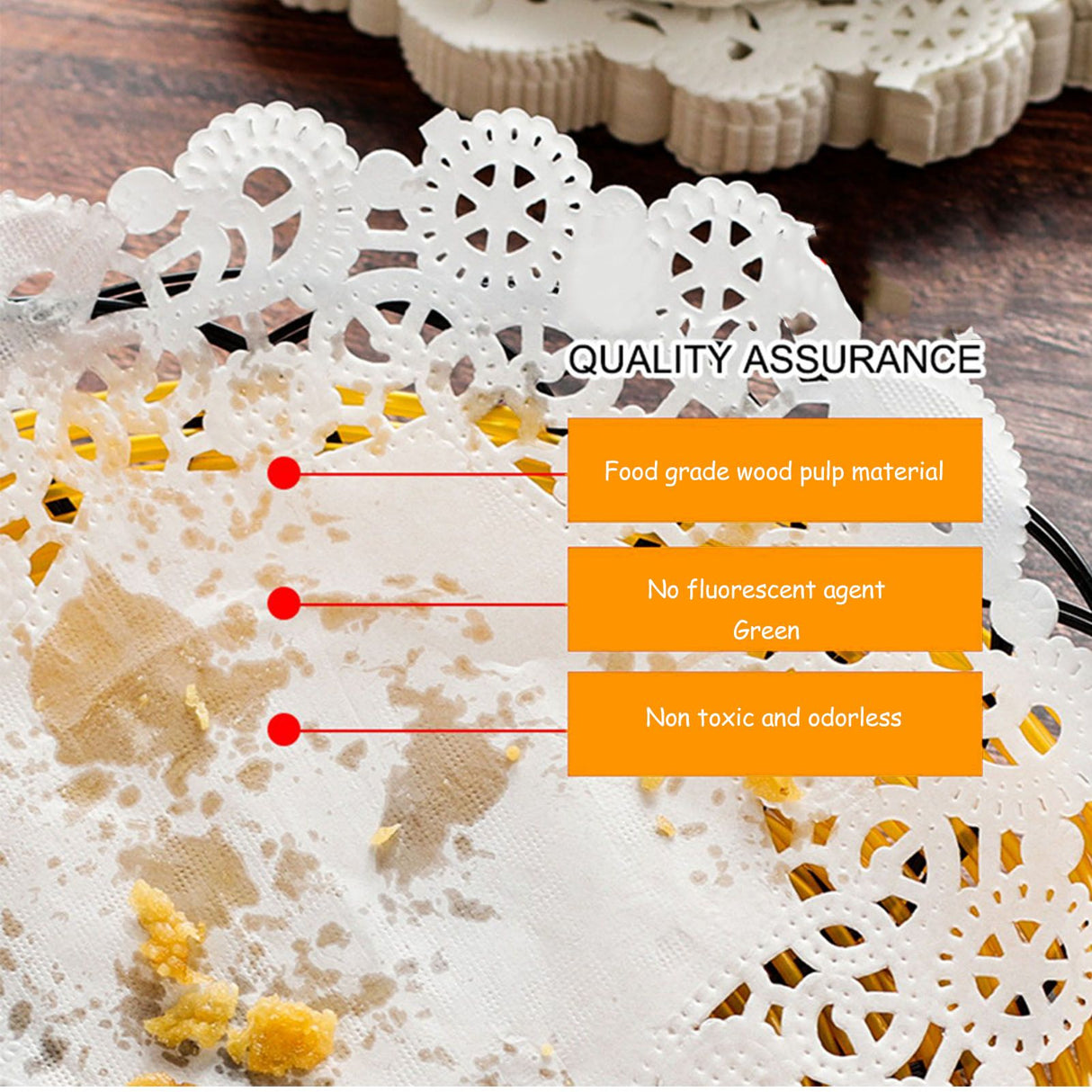 150pcs White Lace Round Paper Doilies Disposable Hollow Flower Oil Absorbing Paper for Fried Food Pizza Desserts Cake 150pcs Oil Absorbing Paper