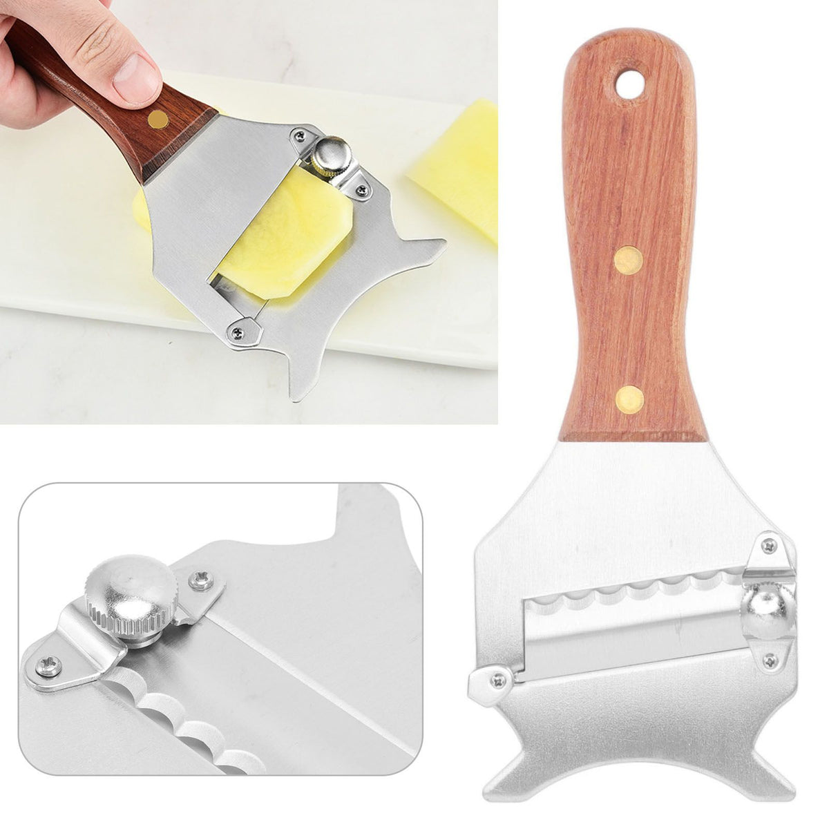 Truffle Grater Wavy Blade Wooden Handle Stainless Steel Hand Plane Cheese Grater Cutter for Chocolate