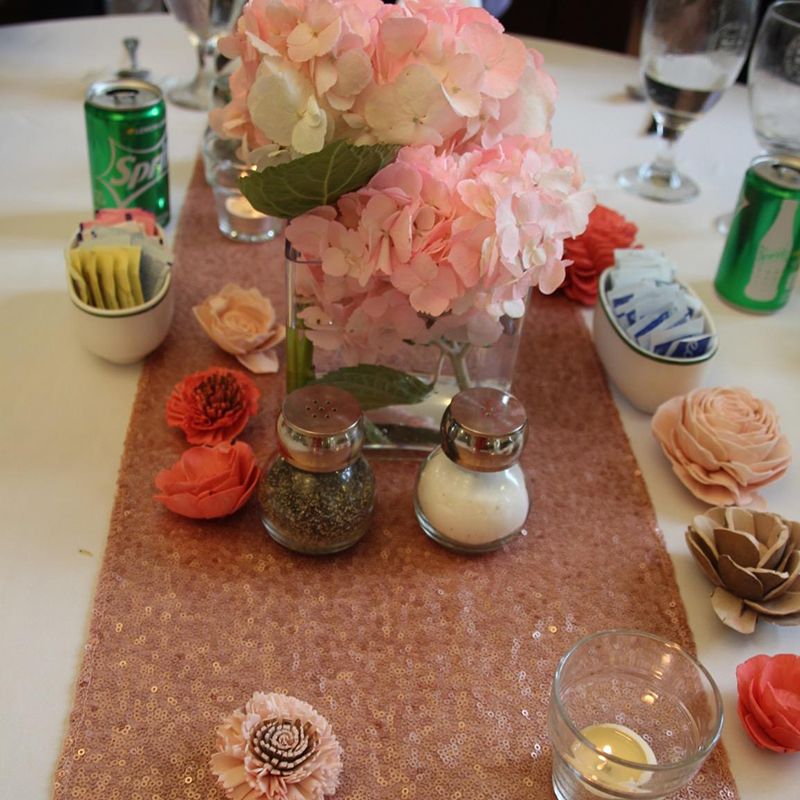 Sequin Table Runner 30x300cm Shiny Exquisite Decorative 3mm Sequins Table Runner for Parties Banquets Rose Gold