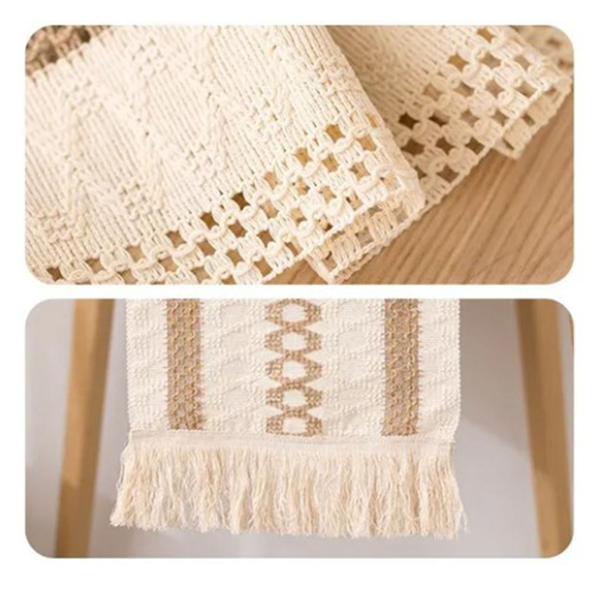 Table Runner Cotton Linen Splicing Wedding Party Table Runner with Tassels Wedding Party Decoration 30x180cm