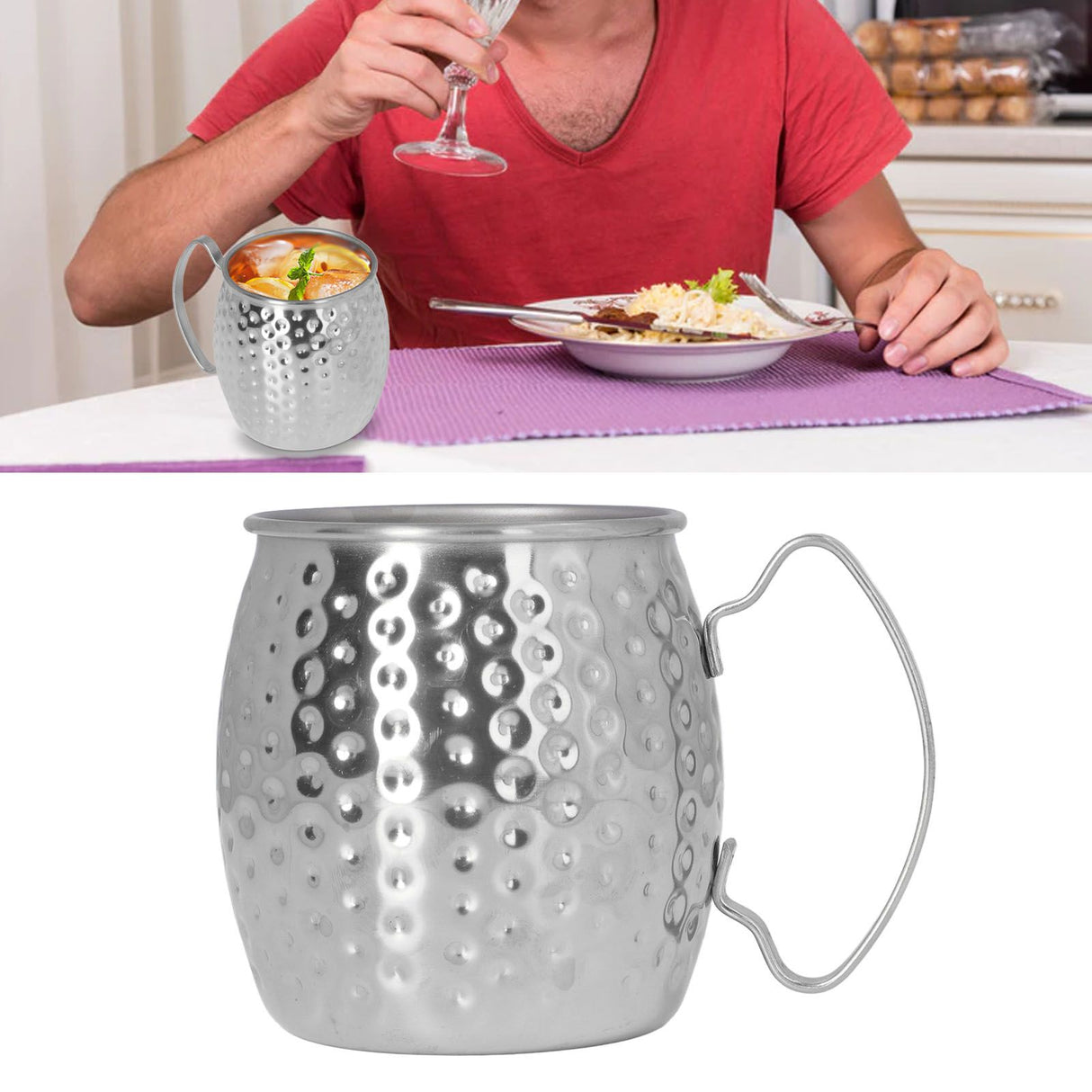 Moscow Mule Mug Exquisite 304 Stainless Steel 500ml Large Capacity Cocktail Mug for Bars Hotels Restaurants Silver