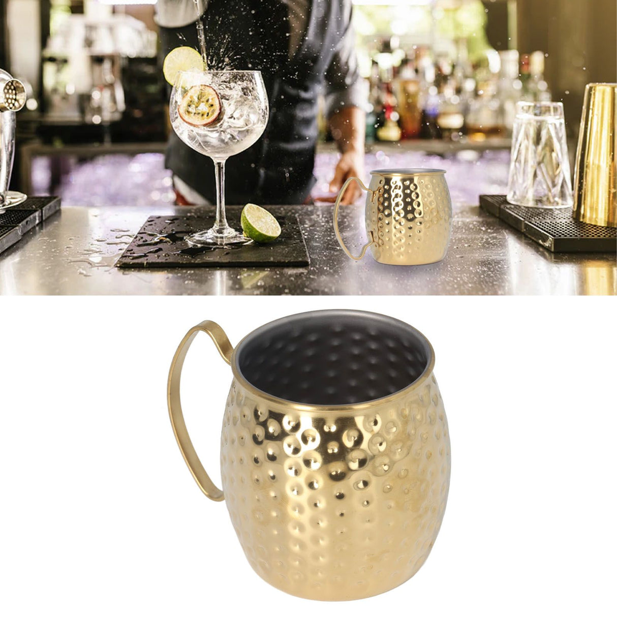Moscow Mule Mug Exquisite 304 Stainless Steel 500ml Large Capacity Cocktail Mug for Bars Hotels Restaurants Gold
