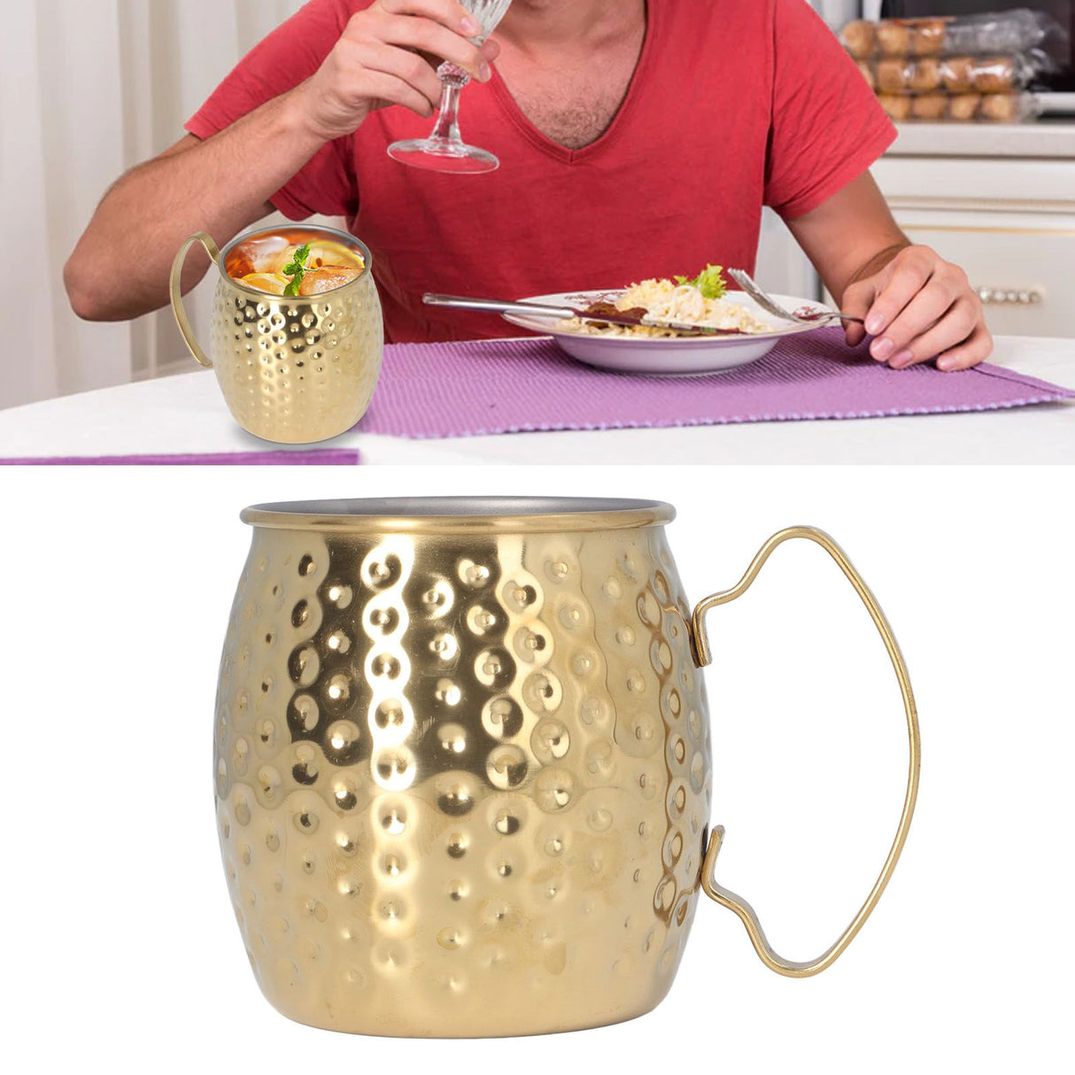 Moscow Mule Mug Exquisite 304 Stainless Steel 500ml Large Capacity Cocktail Mug for Bars Hotels Restaurants Gold