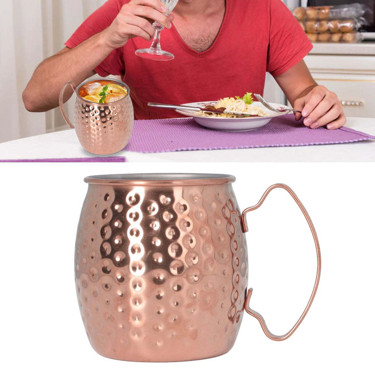 Moscow Mule Mug Exquisite 304 Stainless Steel 500ml Large Capacity Cocktail Mug for Bars Hotels Restaurants Rose Gold