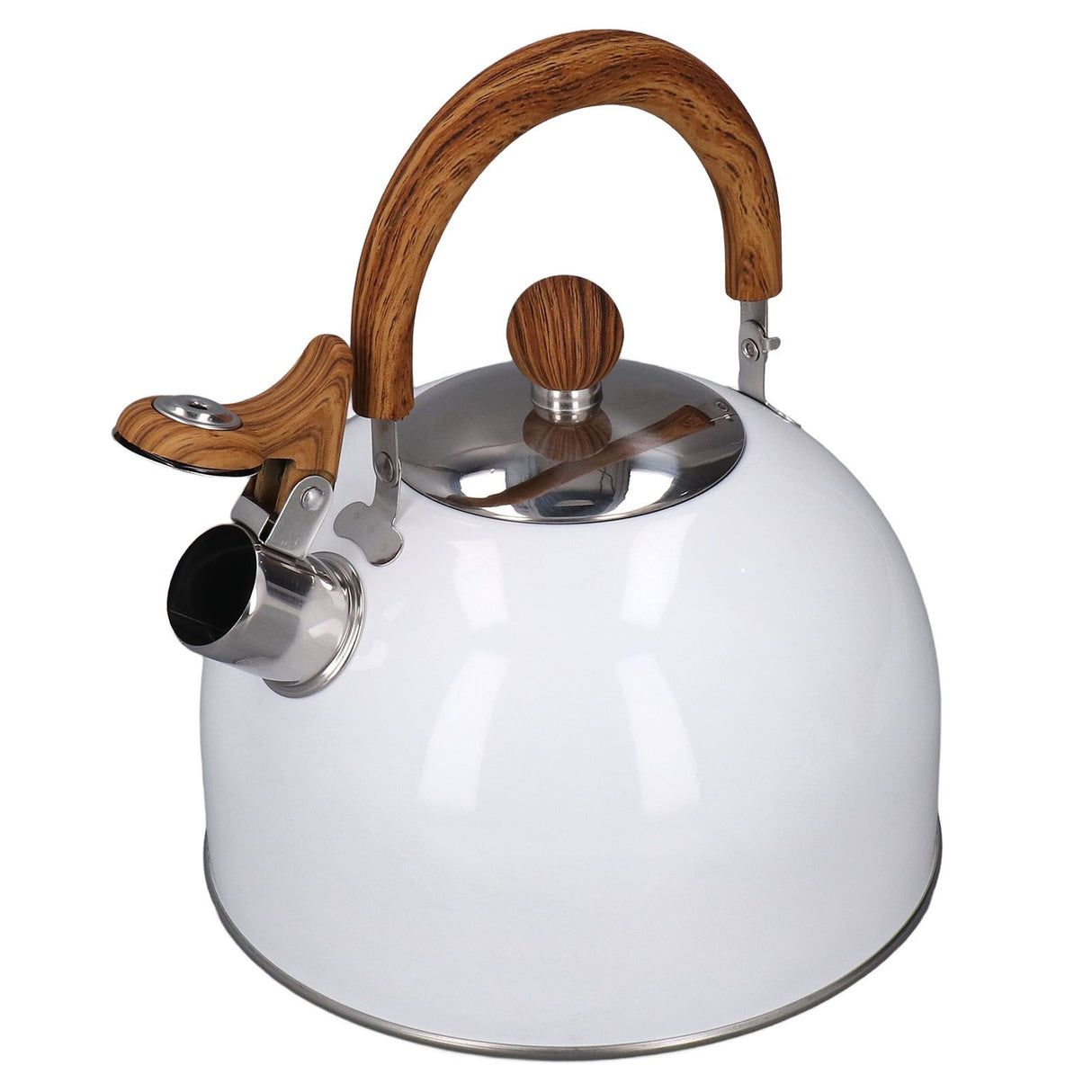 Whistling Kettle 2.5L Capacity White 304 Stainless Steel Fast Heating Ergonomic Handle Home Whistling Kettle