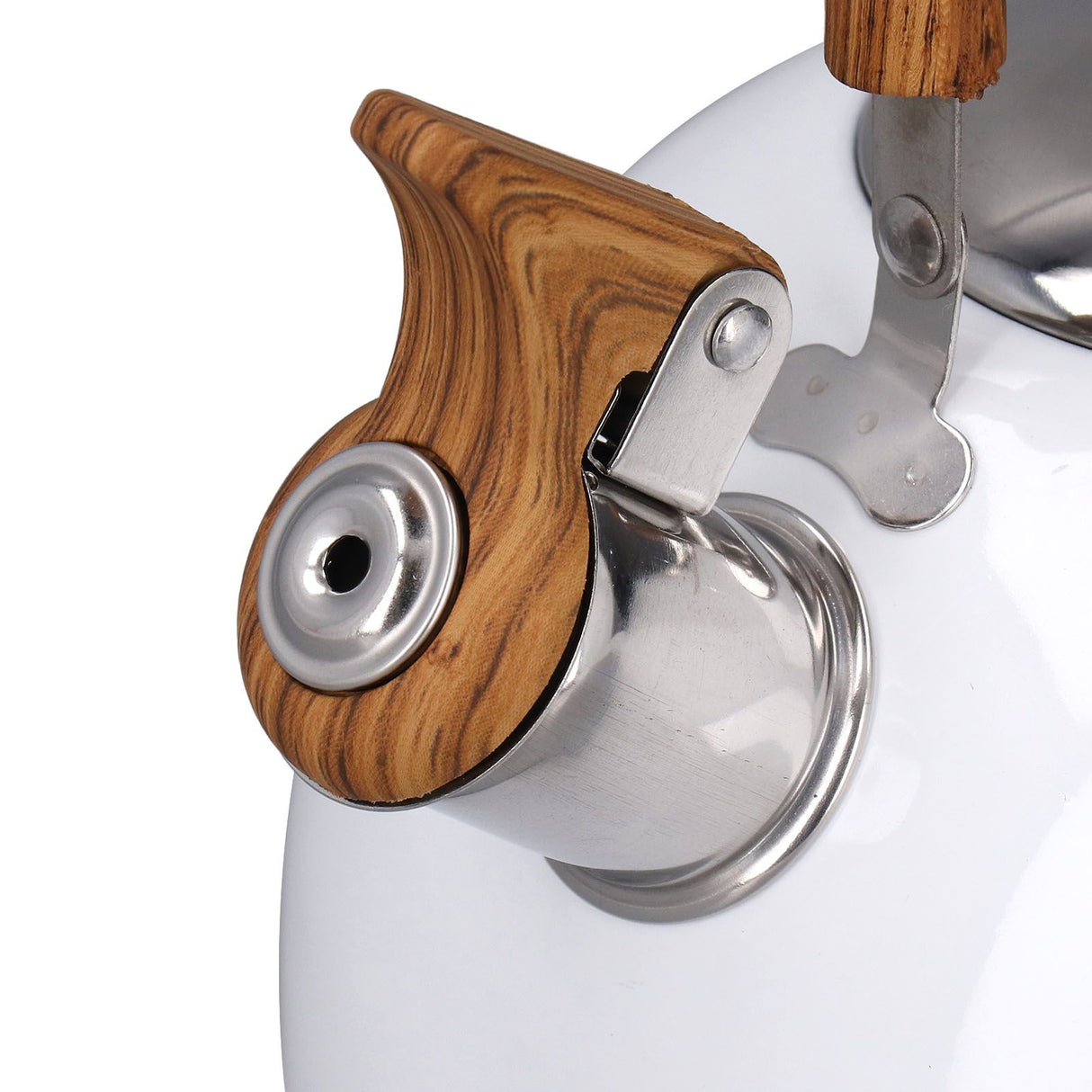 Whistling Kettle 2.5L Capacity White 304 Stainless Steel Fast Heating Ergonomic Handle Home Whistling Kettle
