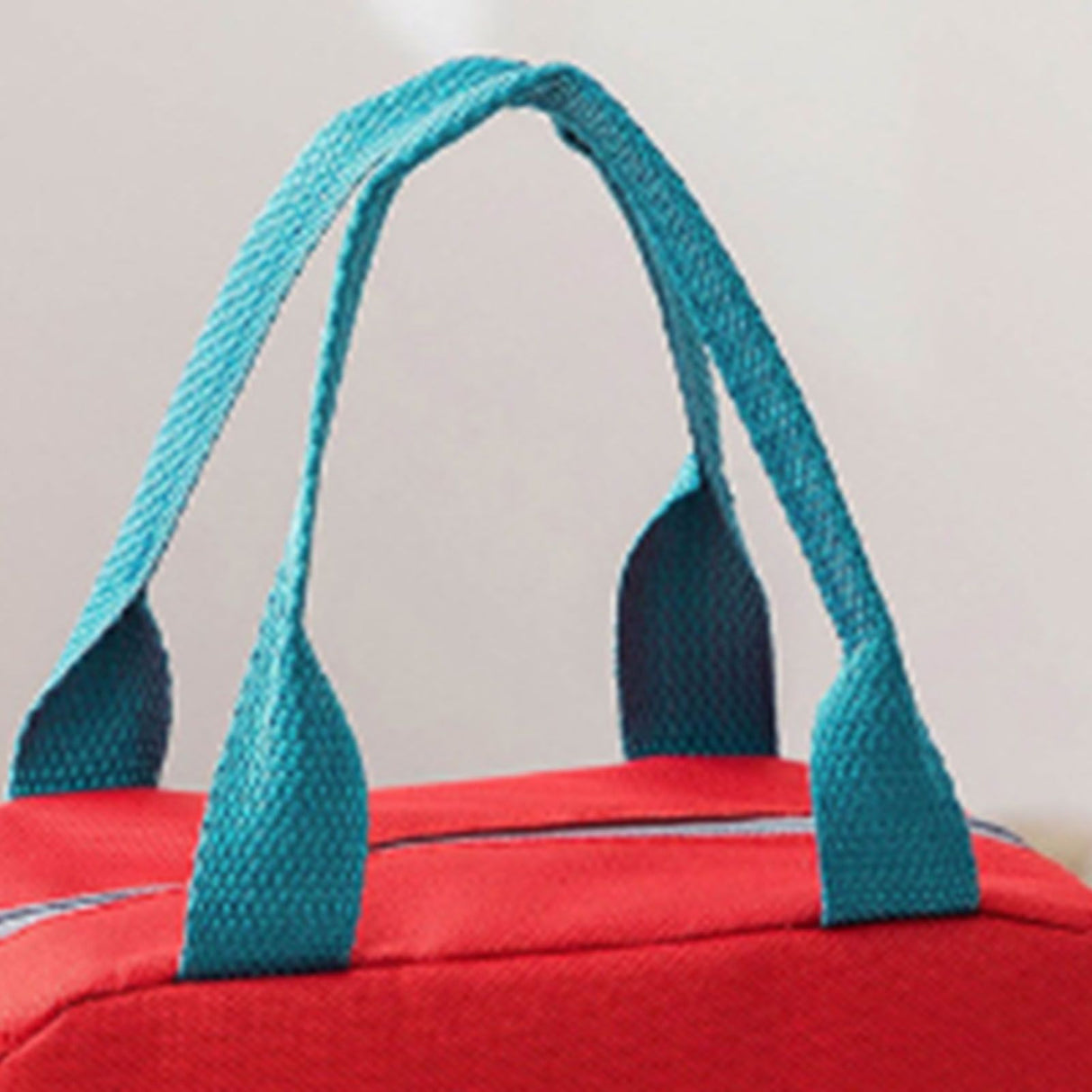 Lunch Bag Cartoon Style Zipper Widened Handle Oxford Cloth Aluminum Film Portable Lunchbox Bag for Student Red