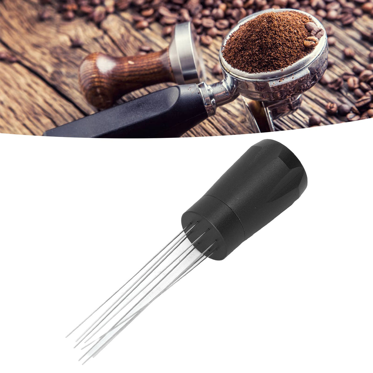 Coffee Distribution Tool Stainless Steel Aluminum Alloy Ergonomic Handle Easy Cleaning Coffee Tool for Cafe Black with Magnet