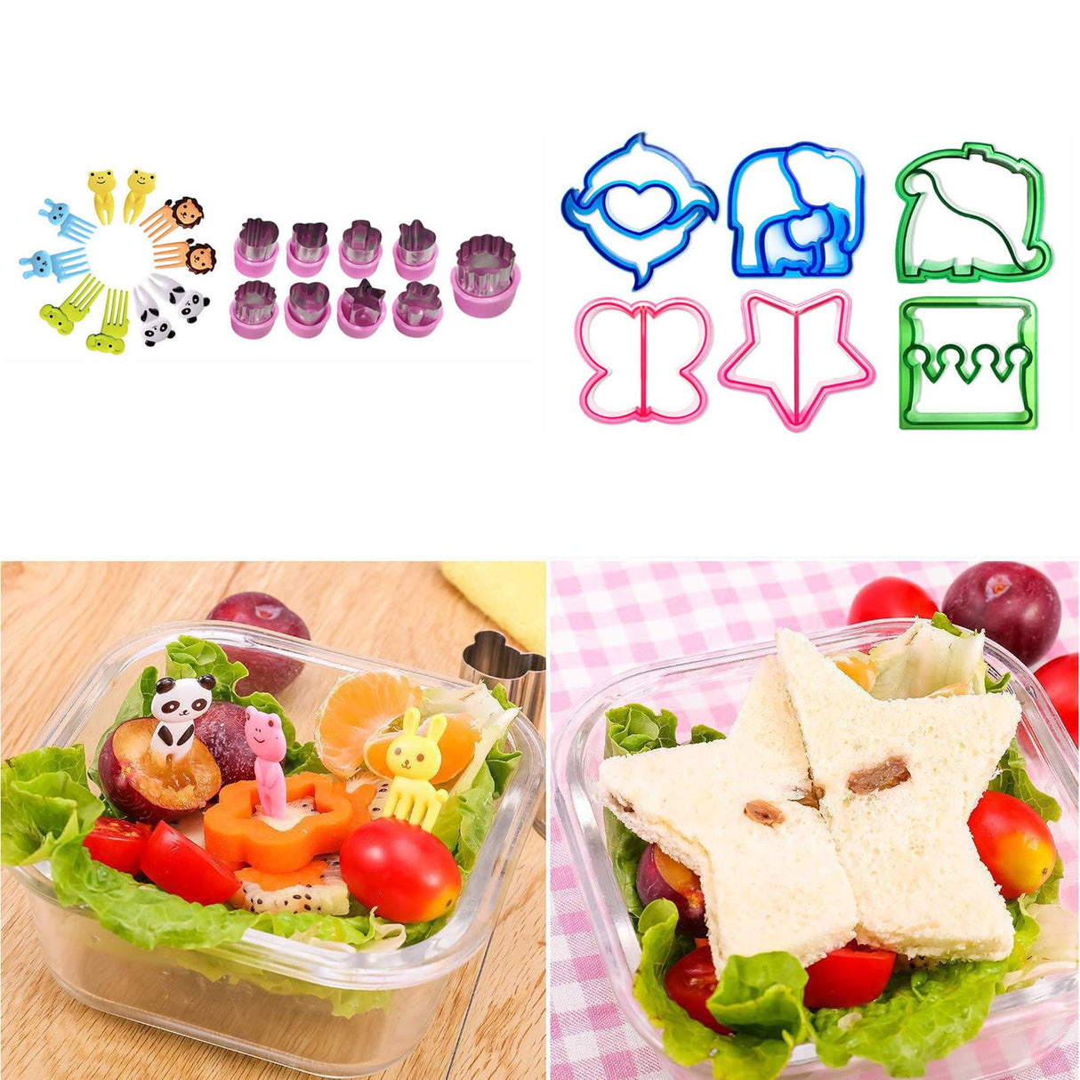 25Pcs Sandwich Cutters Set Safe Sandwiches Fruit Cookie Cutters for DIY Baking Kit