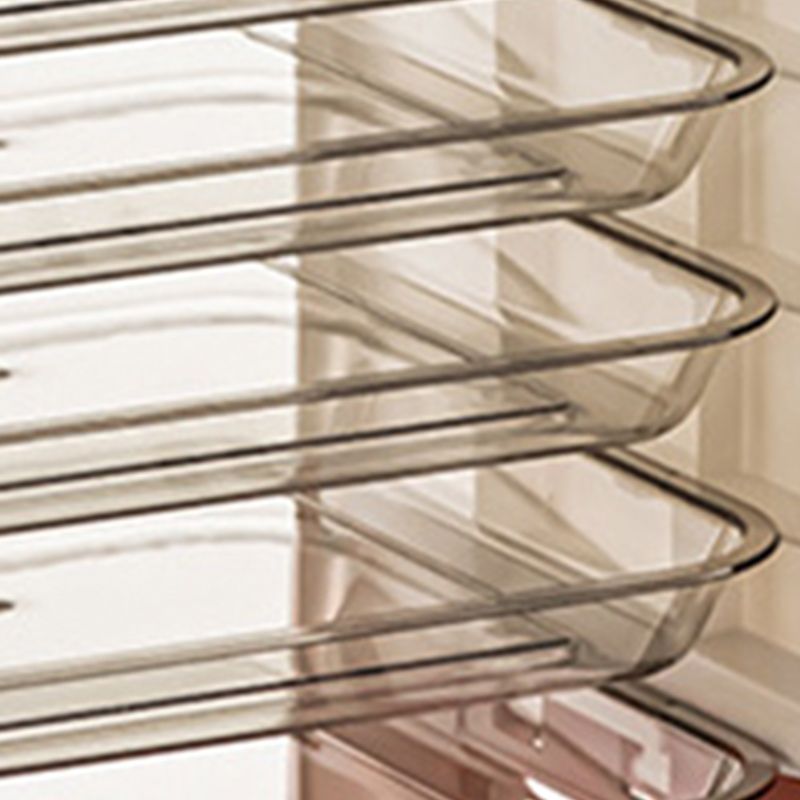 Four Layers Dish Preparation Plate Drawer Design Plastic Vegetable Preparation Rack Kitchen Storage Rack Pink
