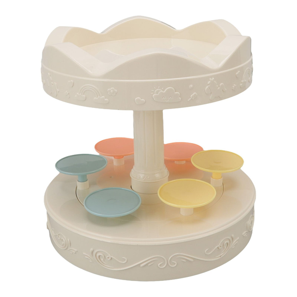 6 Trays 2 Tier Automatic Rotating Dessert Cupcake Display Table Swing Tray with Music for Wedding Birthday Party Supplies Gift