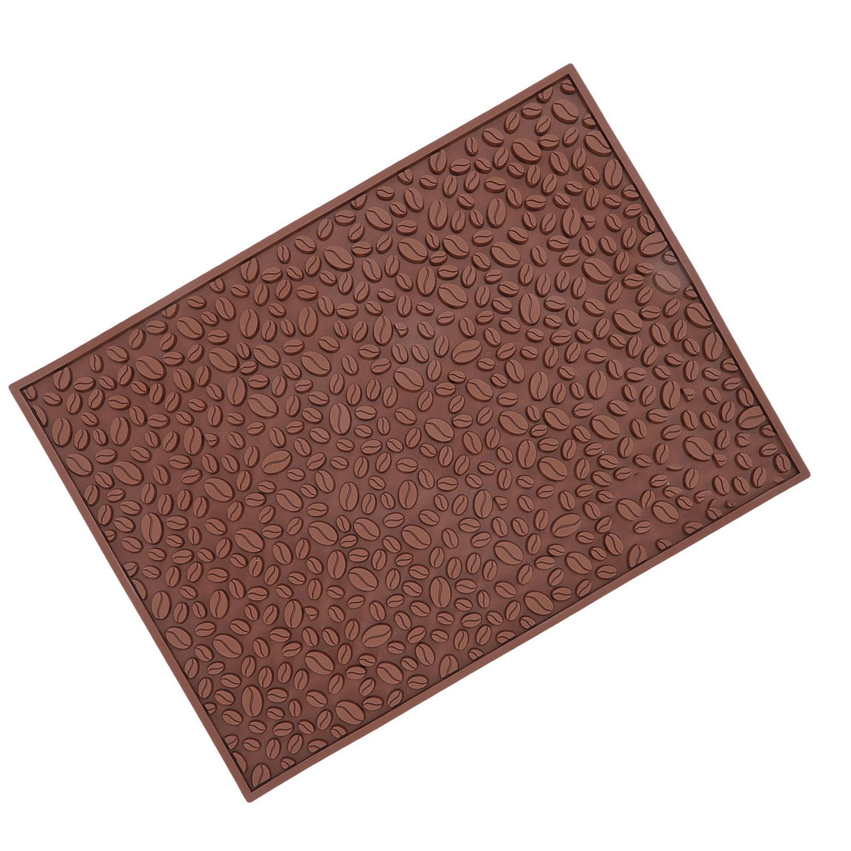 Non Slip Cup Mat Coffee Bean Design Desktop Bar Counter PVC Pad for Water Draining Filtering Brown