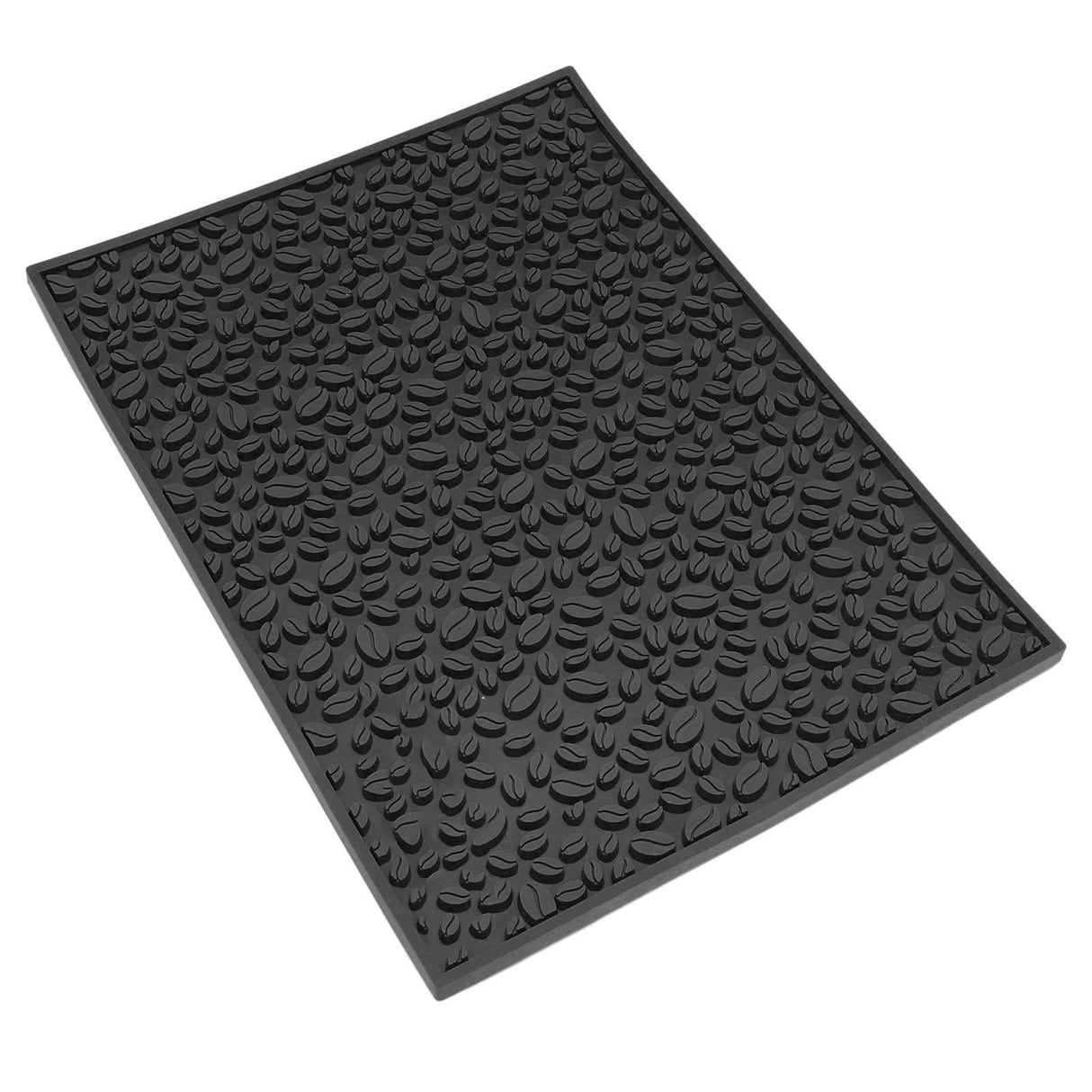 Non Slip Cup Mat Coffee Bean Design Desktop Bar Counter PVC Pad for Water Draining Filtering Black