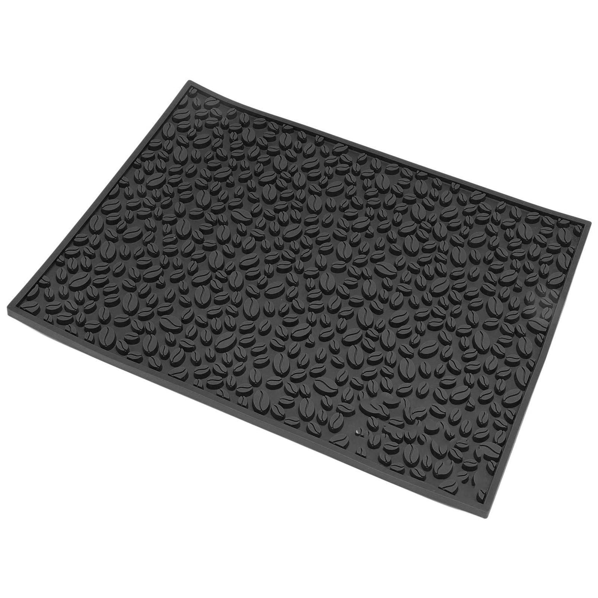 Non Slip Cup Mat Coffee Bean Design Desktop Bar Counter PVC Pad for Water Draining Filtering Black