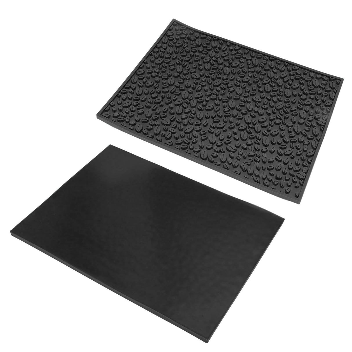Non Slip Cup Mat Coffee Bean Design Desktop Bar Counter PVC Pad for Water Draining Filtering Black
