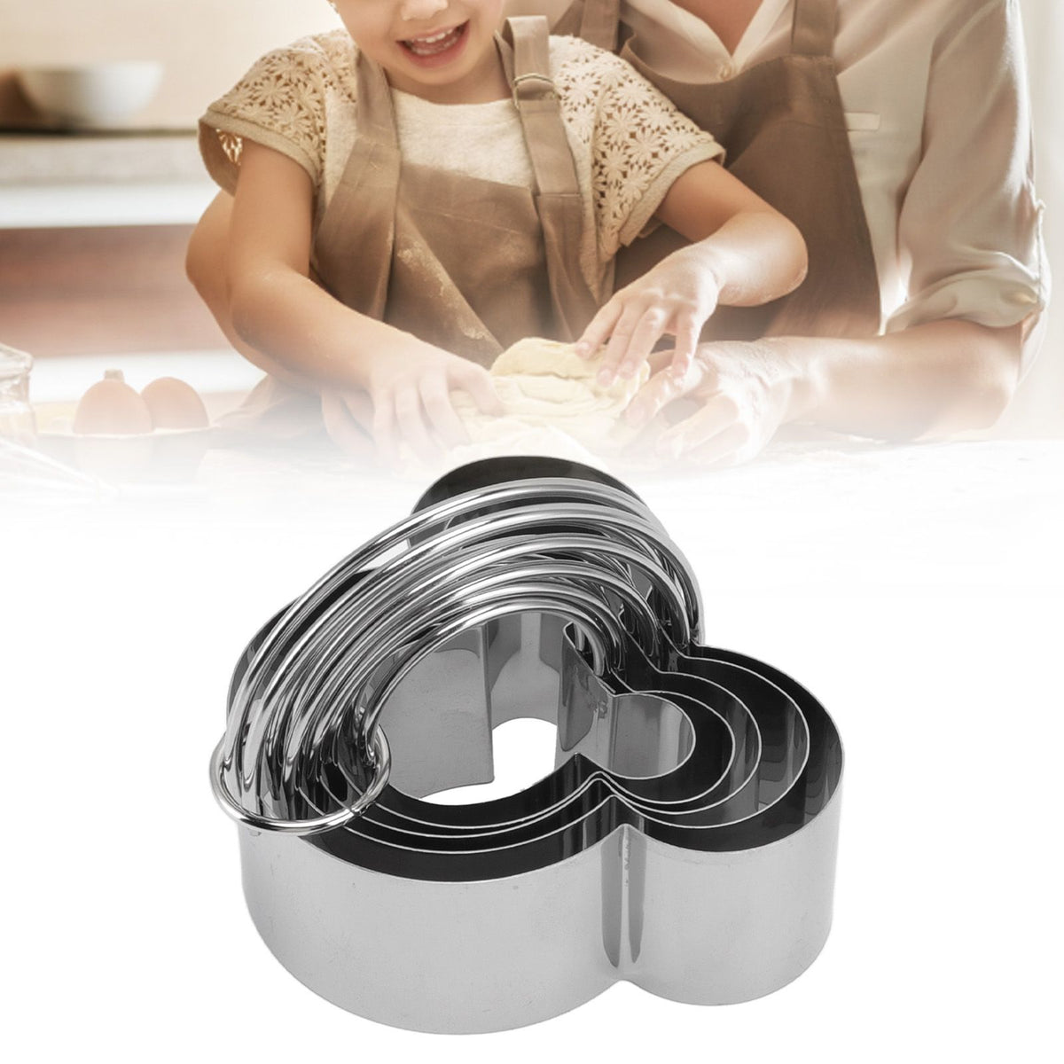 5Pcs Stainless Steel Biscuit Cutter Set Removable Easy Release Professional Cookie Cutter Set with Handle for Baking