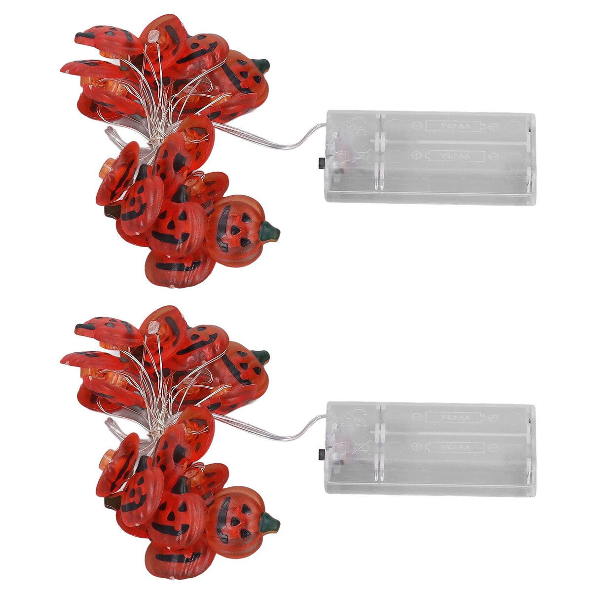 2sets Pumpkin Lights String 2 Meters 20 Lights Waterproof Portable Plastic Plug Free Halloween Lights for Decoration