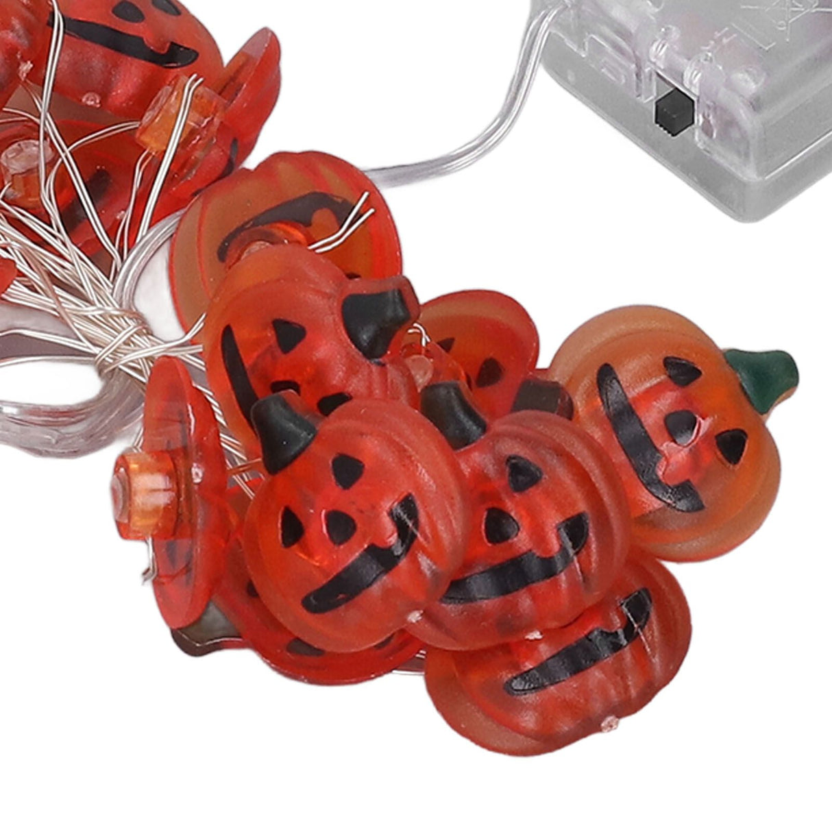 2sets Pumpkin Lights String 2 Meters 20 Lights Waterproof Portable Plastic Plug Free Halloween Lights for Decoration