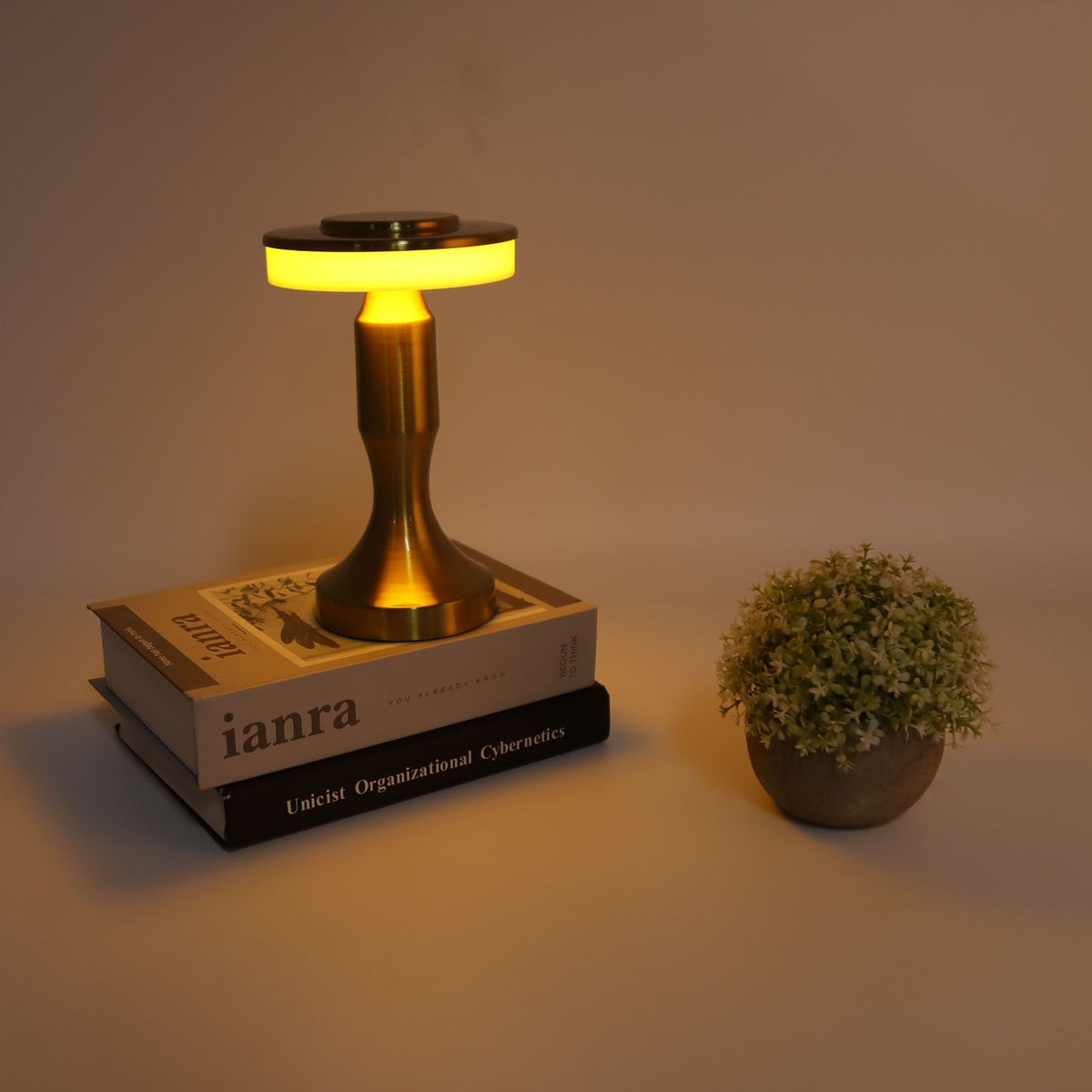 Portable LED Table Lamp Touch Sensor 3 Color Temperatures Rechargeable Battery Powered Bedside Night Lamp for Dining Room Gold