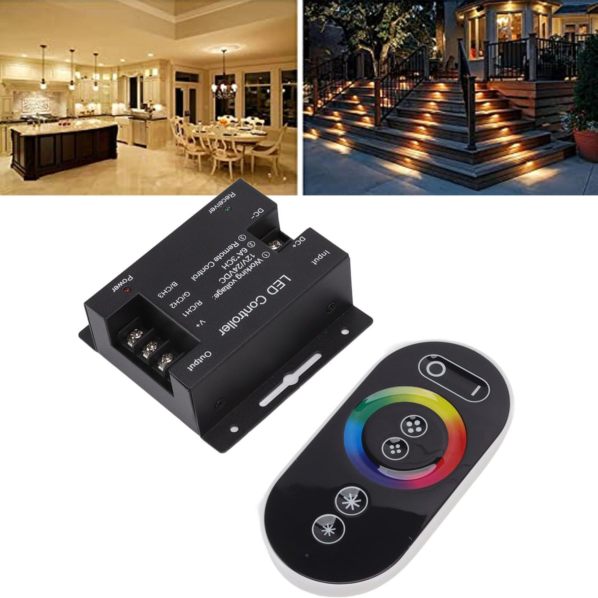 3 Way Dimmer Switch with Remote Control Constant Voltage PWM RGB LED Light Controller DC12V 24V