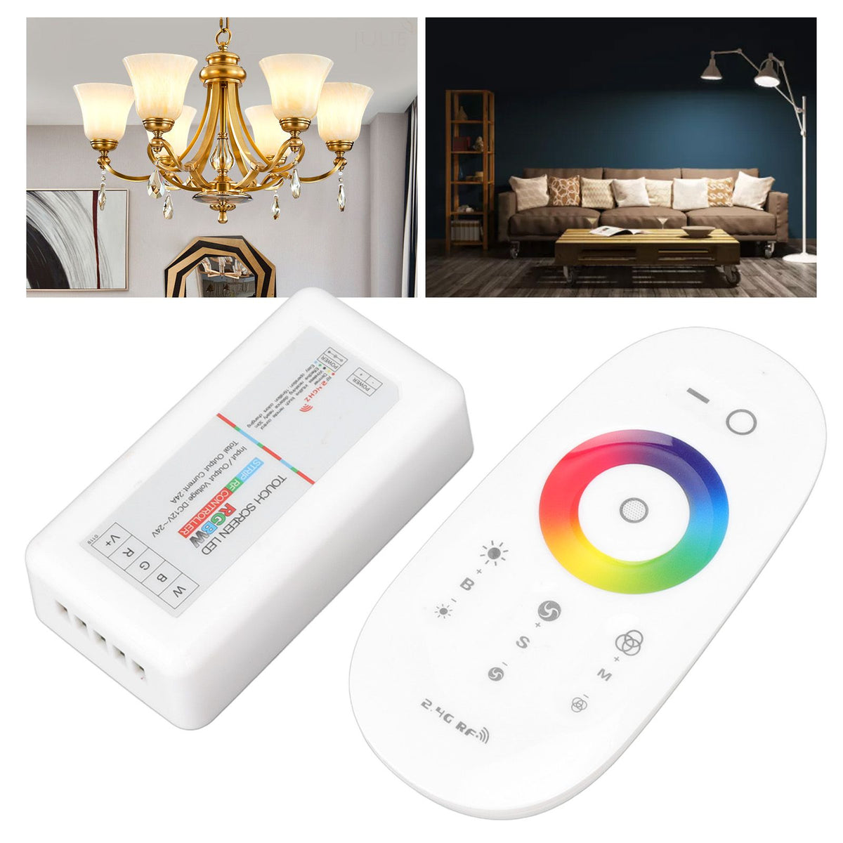 2.4G Wireless RF Touch Dimmer Switch 7 Color RGBW Dimming LED RGB Strip Light Controller DC12 to 24V