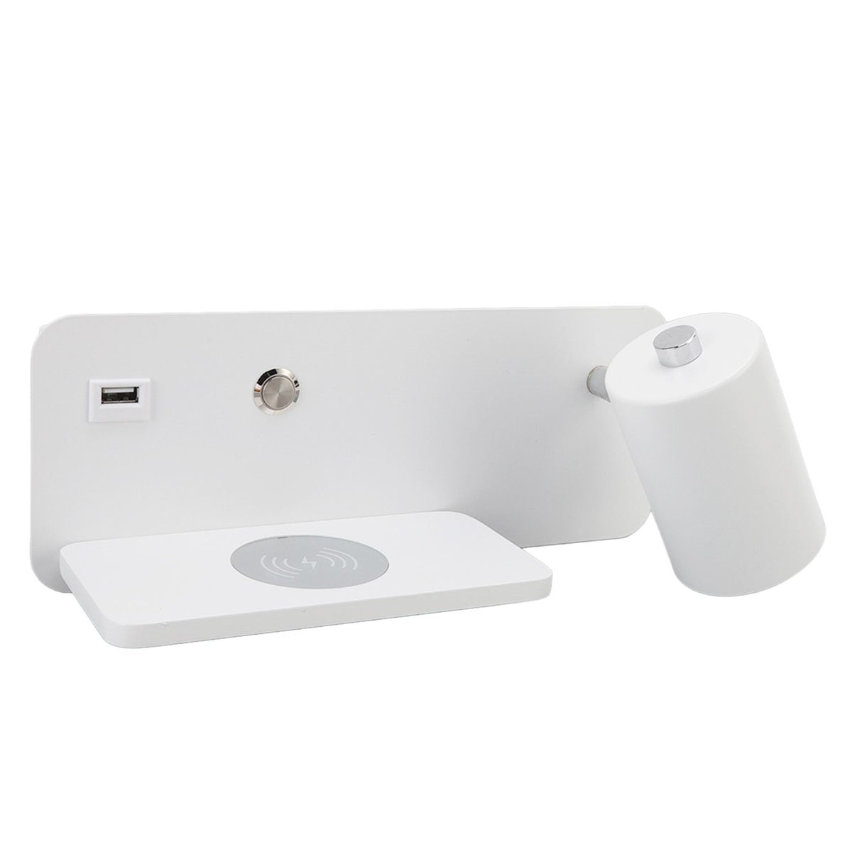 LED Wall Light USB Interface Wireless Charging LED Wall Lamp for Living Room Bedroom 85‑265V White Right