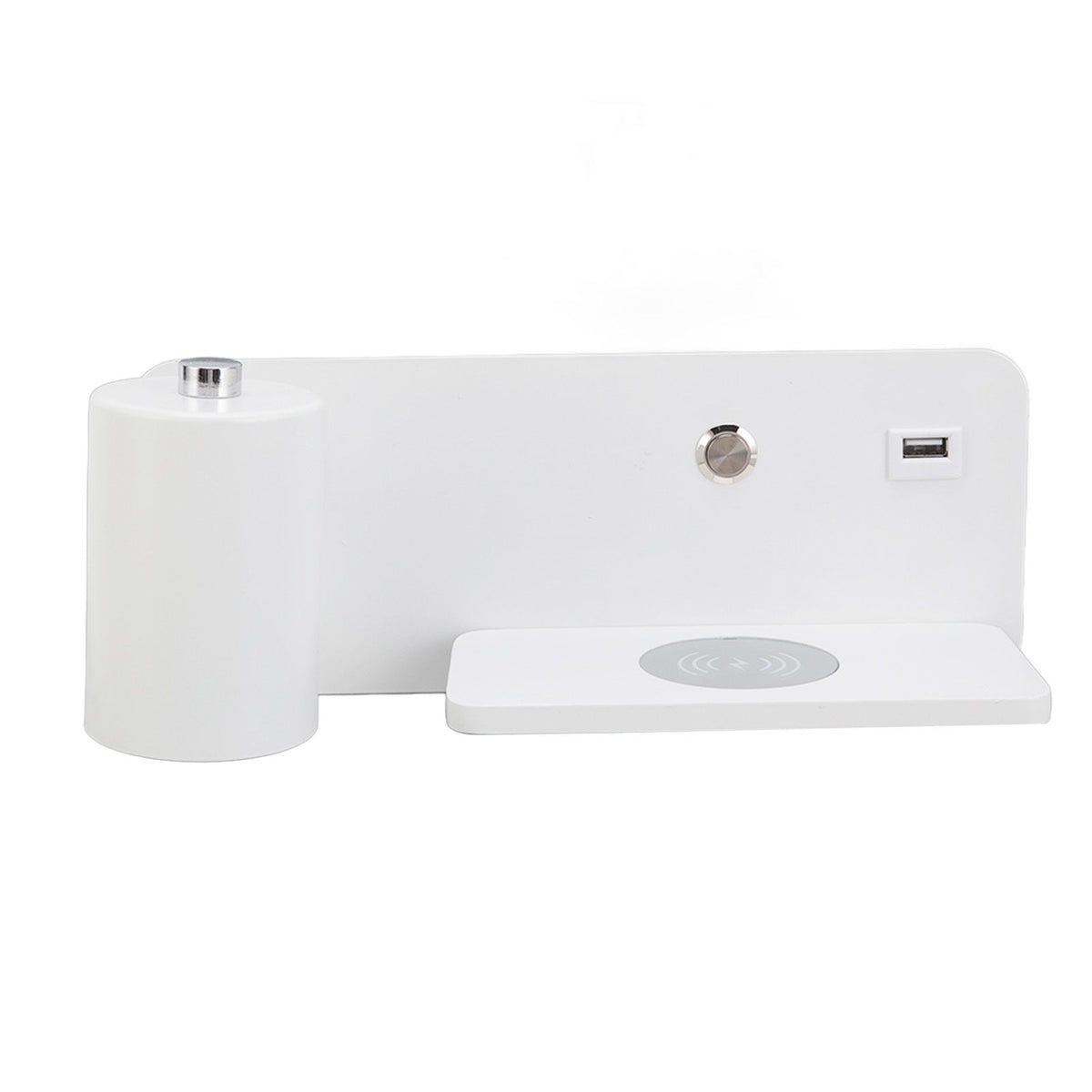 LED Wall Light USB Interface Wireless Charging LED Wall Lamp for Living Room Bedroom 85‑265V White Left