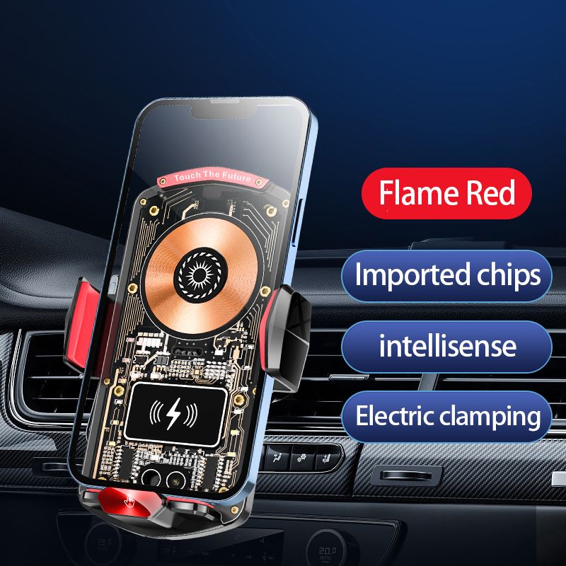A6 Magnetic Dual Mode Wireless Car Charger Mount for iPhone Samsung Android Phones,red