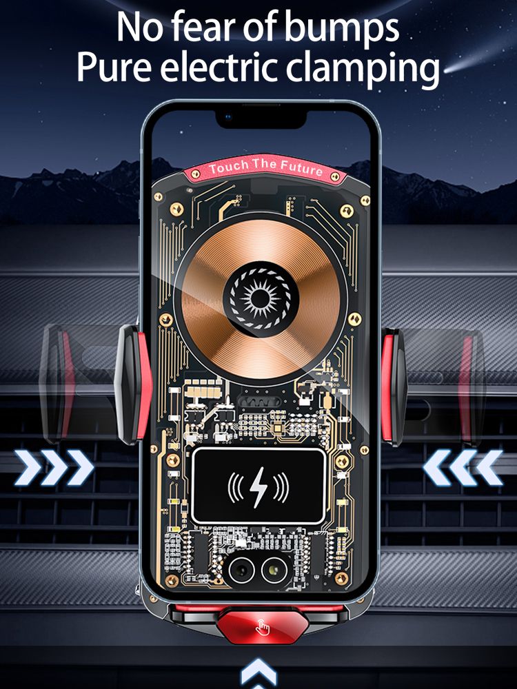 A6 Magnetic Dual Mode Wireless Car Charger Mount for iPhone Samsung Android Phones,red