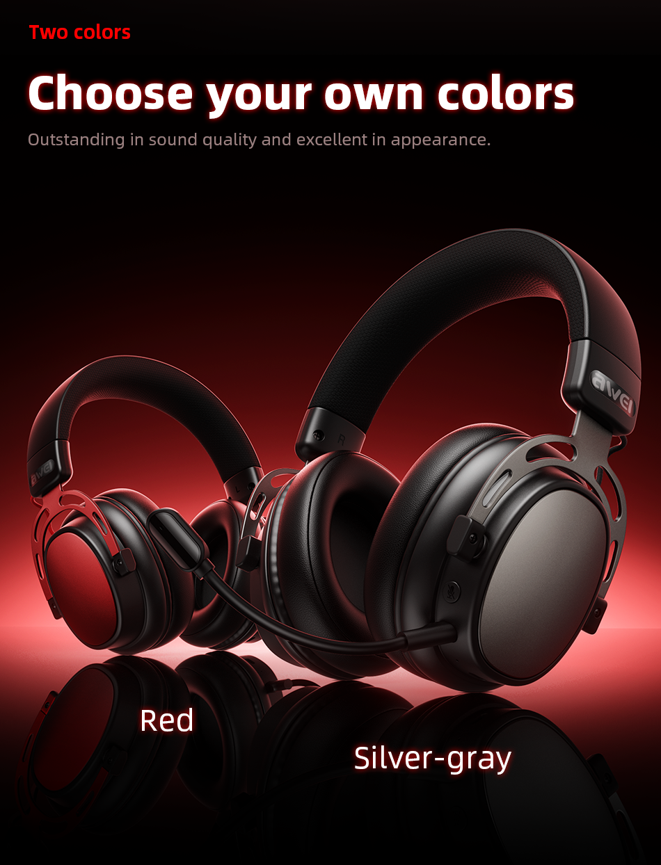 AWEI AT36 Tri‑Mode Wireless Gaming Headset, Low‑Latency 2.4G Bluetooth,black