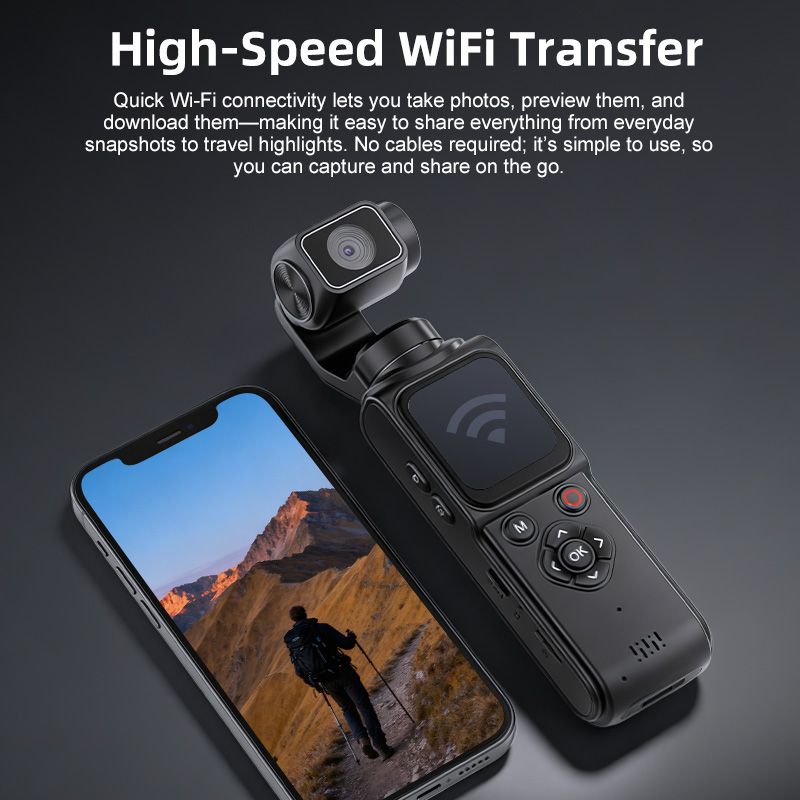 AT-M105 Pocket Gimbal Vlog Camera, 4K HD Handheld Video Camera,black,32GB