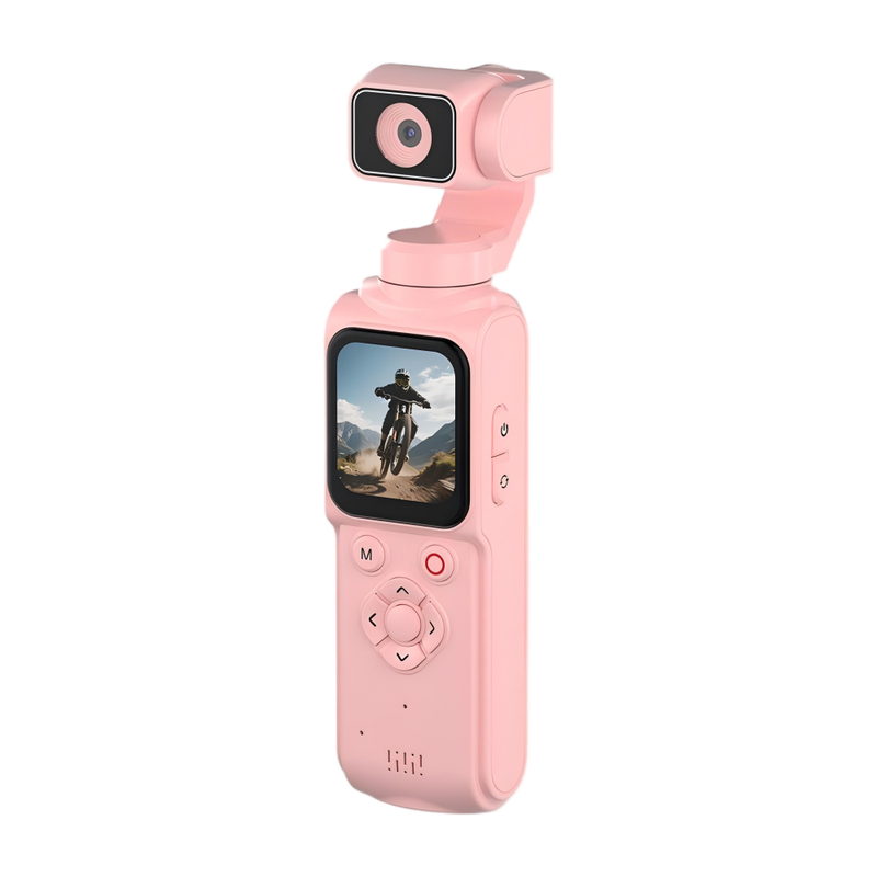 AT-M105 Pocket Gimbal Vlog Camera, 4K HD Handheld Video Camera,pink,64GB