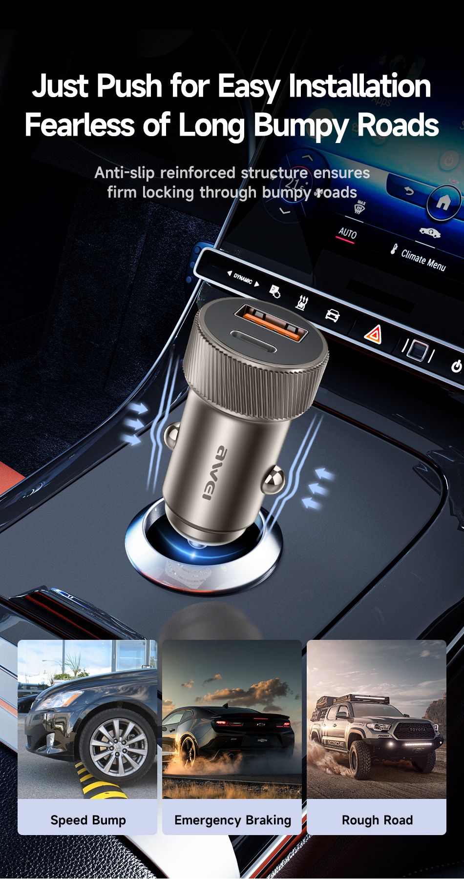 C-857 33W PD Fast Car Charger, Dual Port Cigarette Lighter Power Adapter,coffee