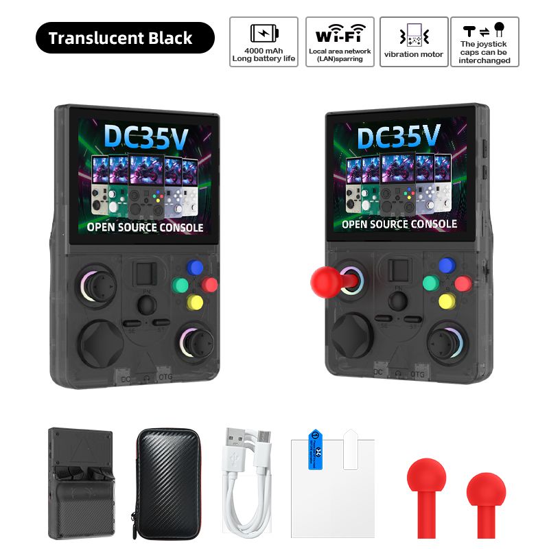DC35V Retro Handheld Game Console, 3.5‑Inch IPS Screen Open Source Linux System,black