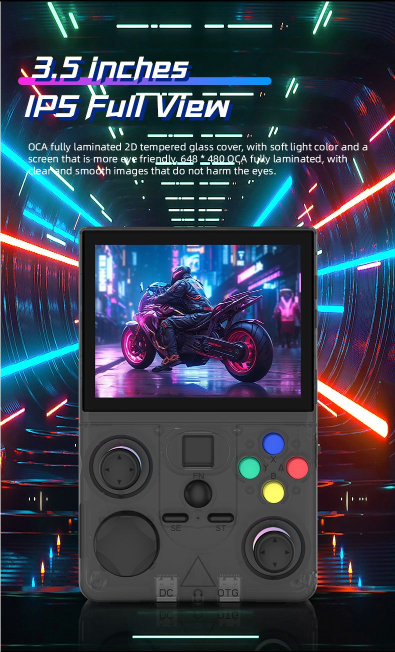 DC35V Retro Handheld Game Console, 3.5‑Inch IPS Screen Open Source Linux System,gray