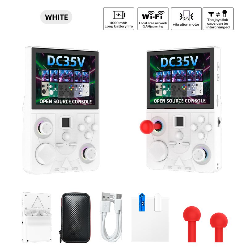 DC35V Retro Handheld Game Console, 3.5‑Inch IPS Screen Open Source Linux System,white