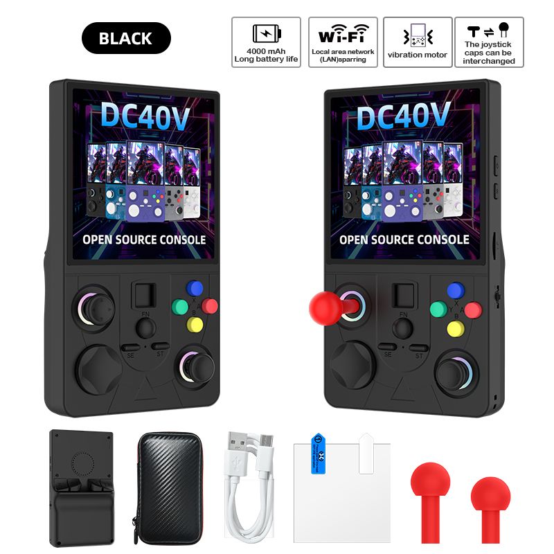DC40V Retro Handheld Game Console, 4 Inch IPS Display, 64GB 20000+ Preloaded Retro Games,black