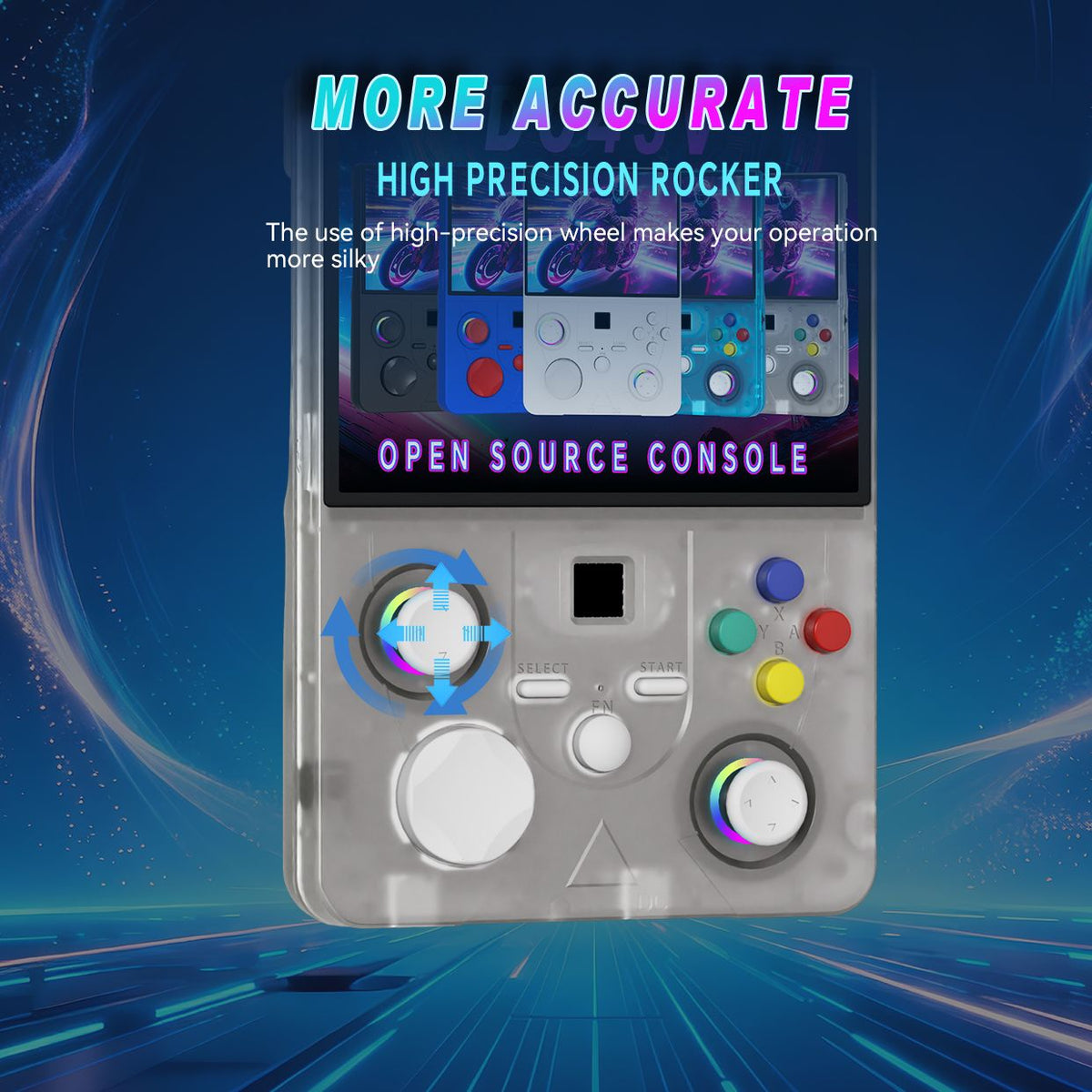 DC45V Retro Handheld Game Console, 4.5‑Inch HD IPS Full View Screen,translucent white