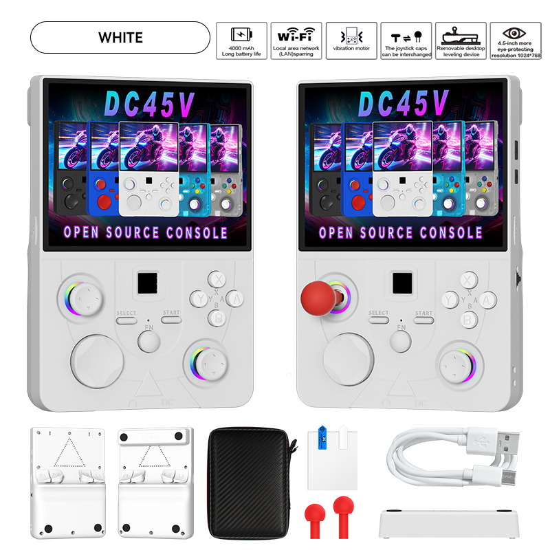 DC45V Retro Handheld Game Console, 4.5‑Inch HD IPS Full View Screen,white