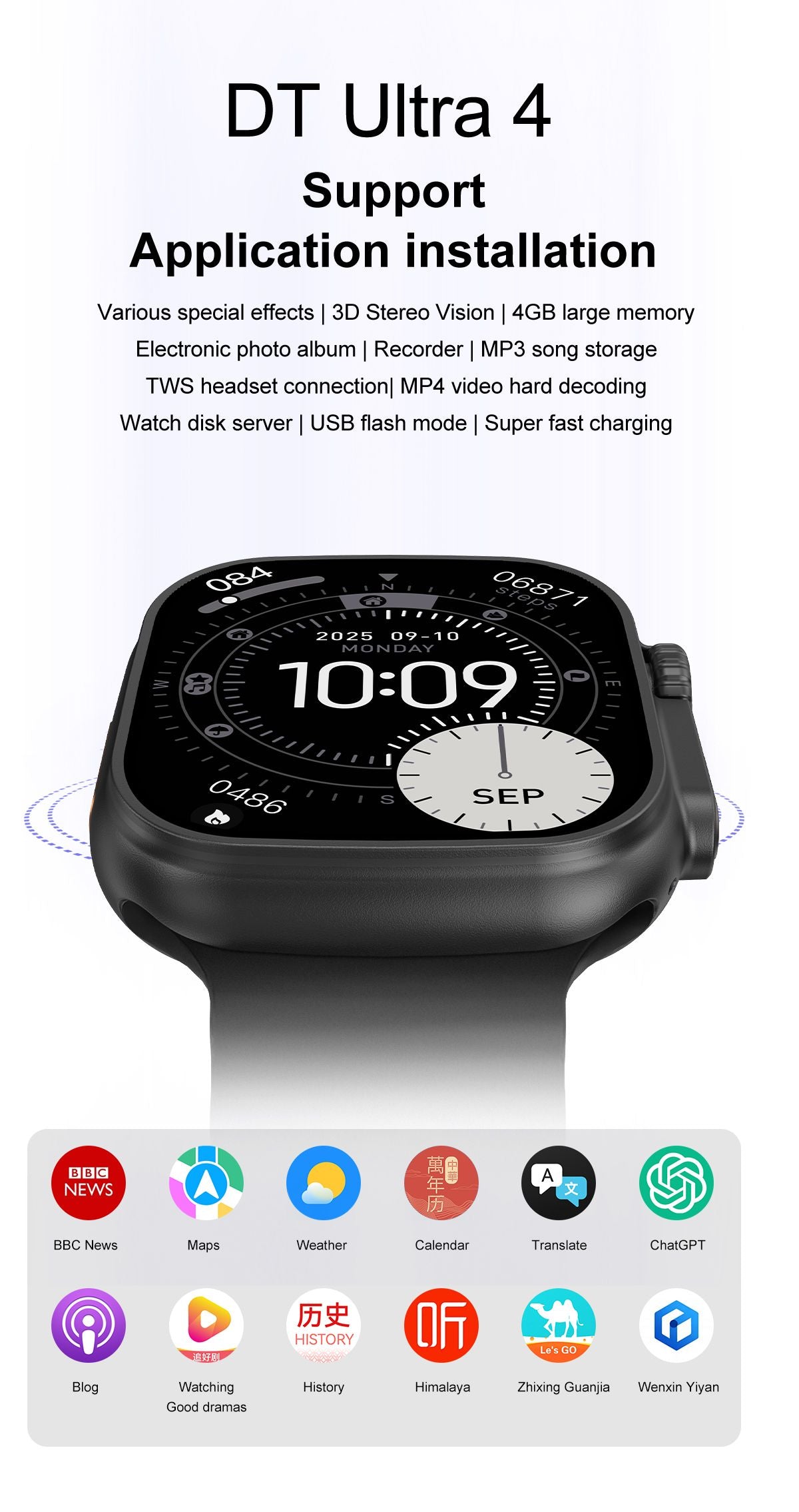 DT Ultra 4 Smart Watch Full Touch Screen Fitness Tracker for Men Women,Orange